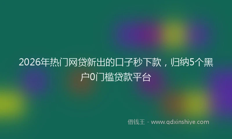 2026年热门网贷新出的口子秒下款，归纳5个黑户0门槛贷款平台