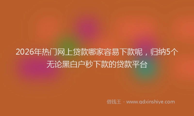 2026年热门网上贷款哪家容易下款呢,归纳5个无论黑白户秒下款的贷款平台