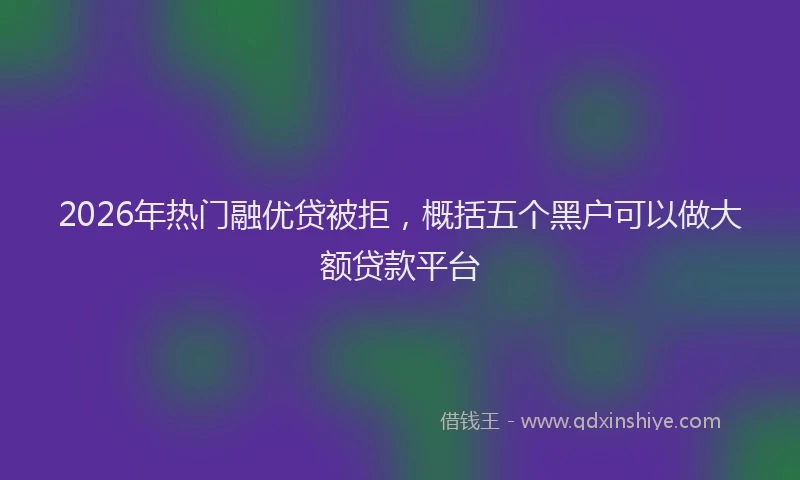 2026年热门融优贷被拒，概括五个黑户可以做大额贷款平台