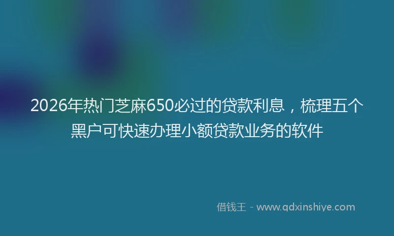 2026年热门芝麻650必过的贷款利息,梳理五个黑户可快速办理小额贷款业务的软件