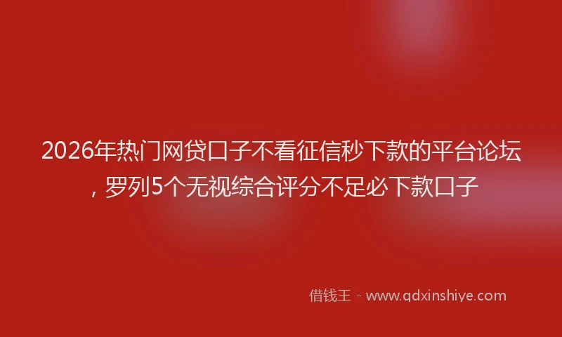 2026年热门网贷口子不看征信秒下款的平台论坛，罗列5个无视综合评分不足必下款口子