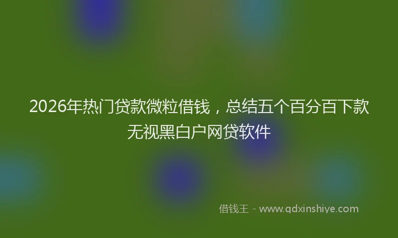 2026年热门贷款微粒借钱，总结五个百分百下款无视黑白户网贷软件