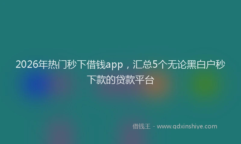 2026年热门秒下借钱app，汇总5个无论黑白户秒下款的贷款平台