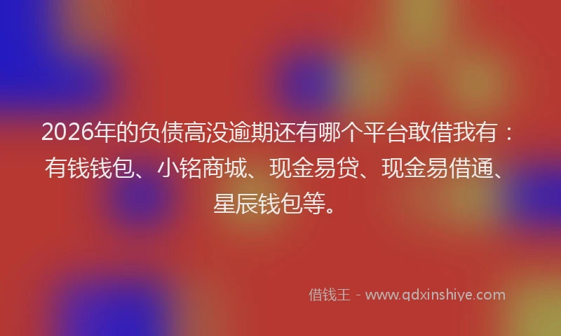 2026年的负债高没逾期还有哪个平台敢借我有：有钱钱包、小铭商城、现金易贷、现金易借通、星辰钱包等。