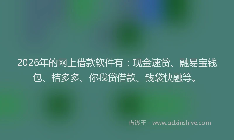 2026年的网上借款软件有:现金速贷、融易宝钱包、桔多多、你我贷借款、钱袋快融等。