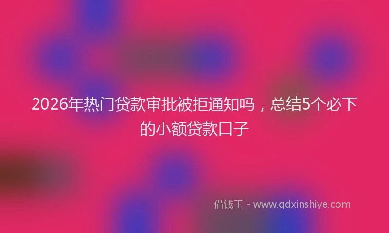 2026年热门贷款审批被拒通知吗，总结5个必下的小额贷款口子