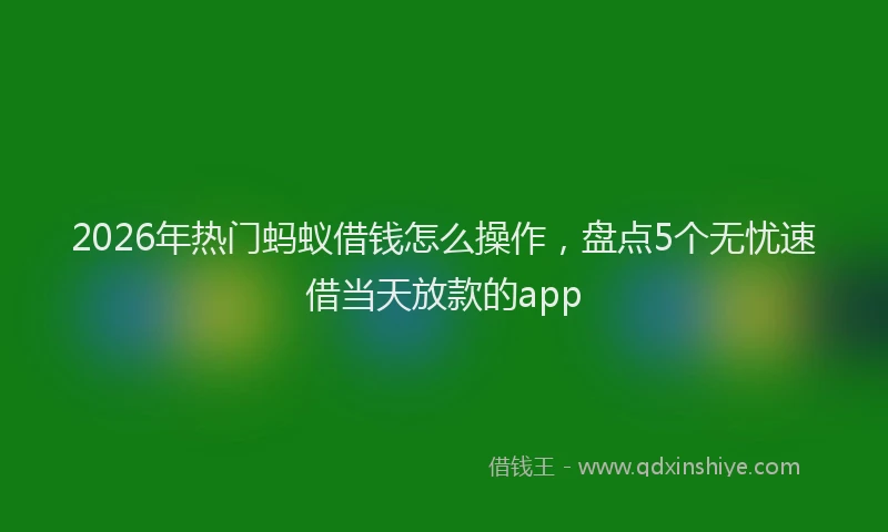 2026年热门蚂蚁借钱怎么操作，盘点5个无忧速借当天放款的app