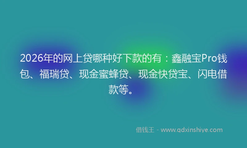 2026年的网上贷哪种好下款的有：鑫融宝Pro钱包、福瑞贷、现金蜜蜂贷、现金快贷宝、闪电借款等。
