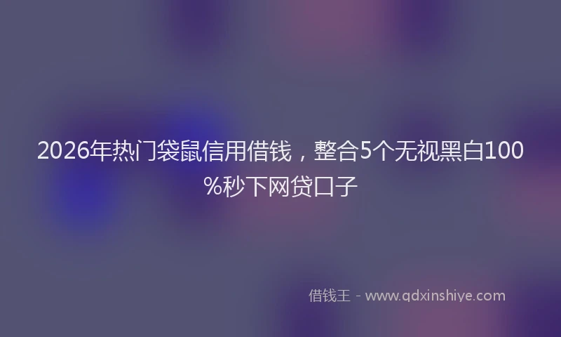 2026年热门袋鼠信用借钱，整合5个无视黑白100%秒下网贷口子