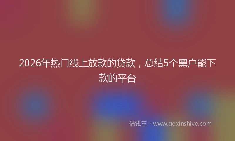 2026年热门线上放款的贷款，总结5个黑户能下款的平台