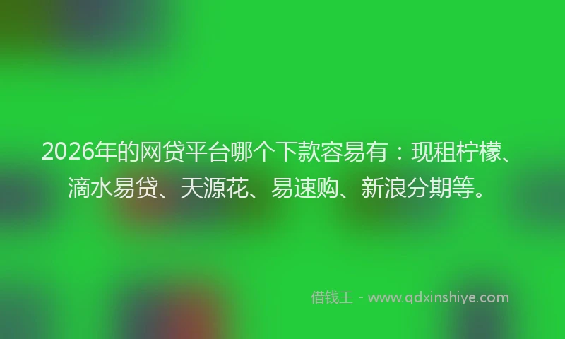 2026年的网贷平台哪个下款容易有：现租柠檬、滴水易贷、天源花、易速购、新浪分期等。