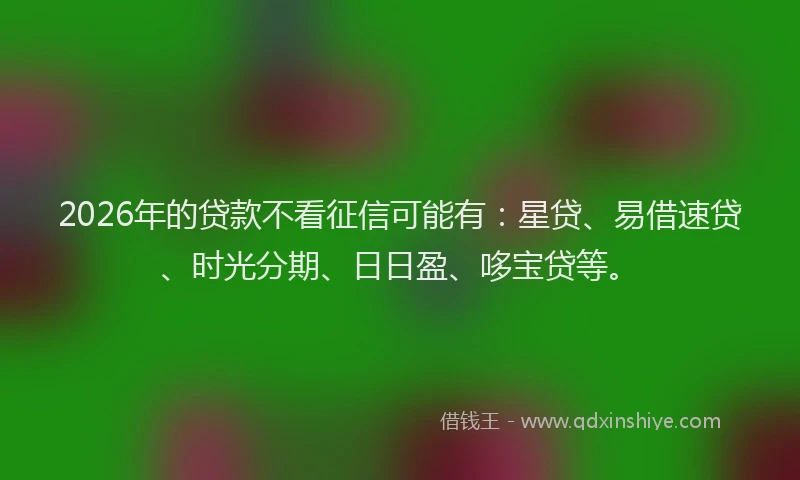 2026年的贷款不看征信可能有：星贷、易借速贷、时光分期、日日盈、哆宝贷等。