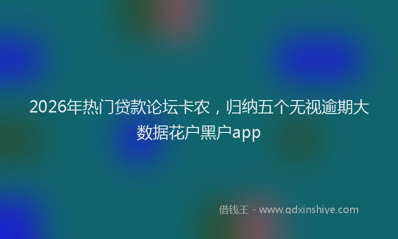 2026年热门贷款论坛卡农，归纳五个无视逾期大数据花户黑户app