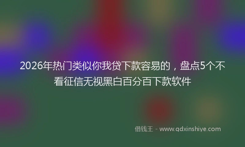 2026年热门类似你我贷下款容易的，盘点5个不看征信无视黑白百分百下款软件