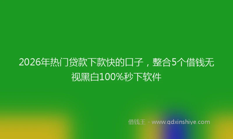 2026年热门贷款下款快的口子，整合5个借钱无视黑白100%秒下软件