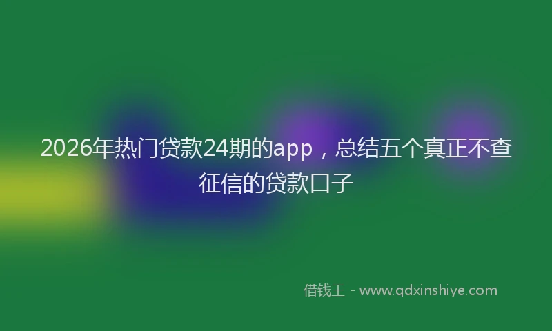 2026年热门贷款24期的app，总结五个真正不查征信的贷款口子