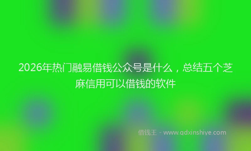 2026年热门融易借钱公众号是什么,总结五个芝麻信用可以借钱的软件