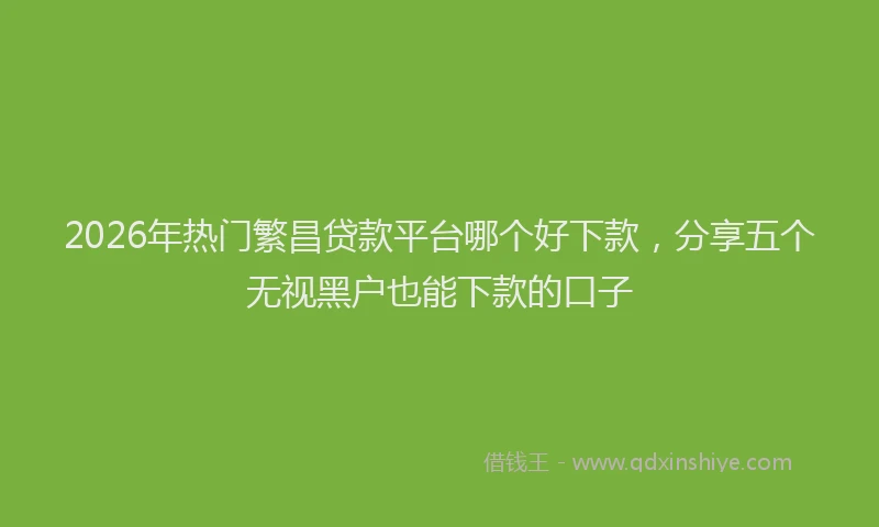 2026年热门繁昌贷款平台哪个好下款，分享五个无视黑户也能下款的口子