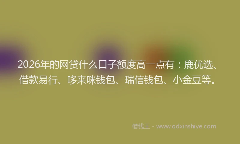 2026年的网贷什么口子额度高一点有：鹿优选、借款易行、哆来咪钱包、瑞信钱包、小金豆等。