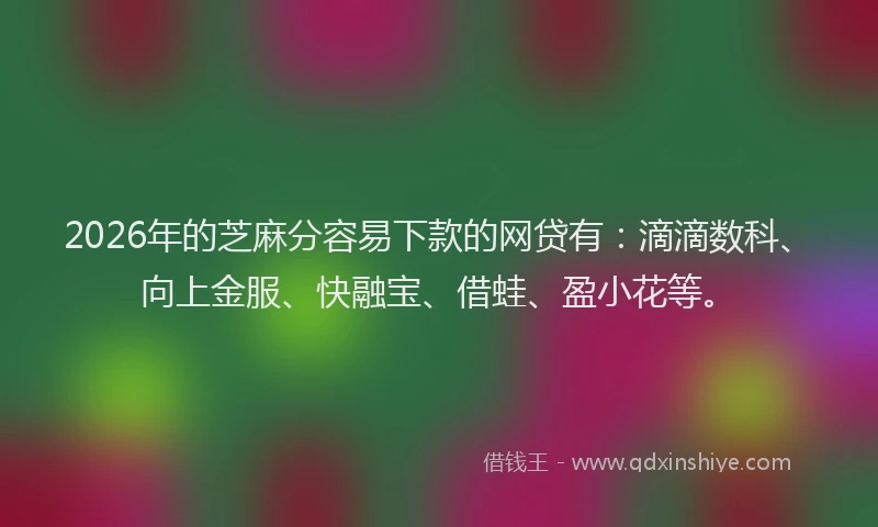 2026年的芝麻分容易下款的网贷有：滴滴数科、向上金服、快融宝、借蛙、盈小花等。