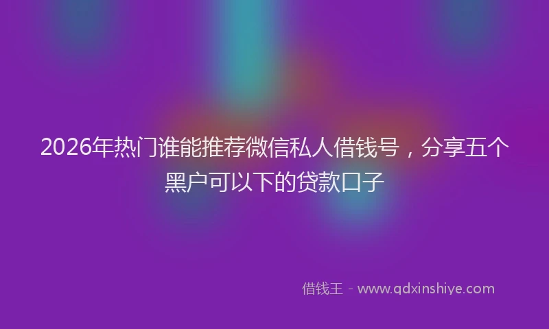 2026年热门谁能推荐微信私人借钱号，分享五个黑户可以下的贷款口子