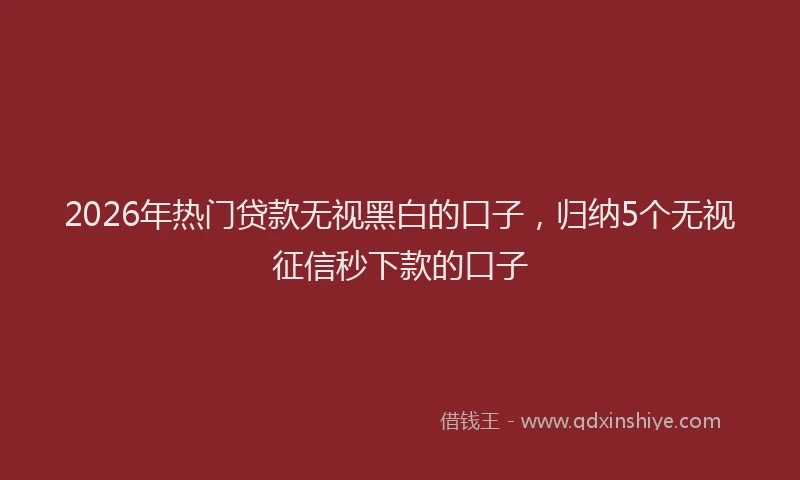 2026年热门贷款无视黑白的口子，归纳5个无视征信秒下款的口子
