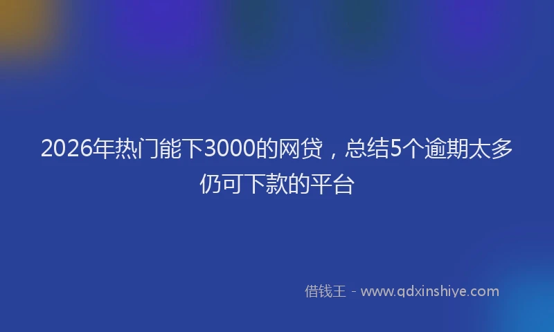 2026年热门能下3000的网贷，总结5个逾期太多仍可下款的平台