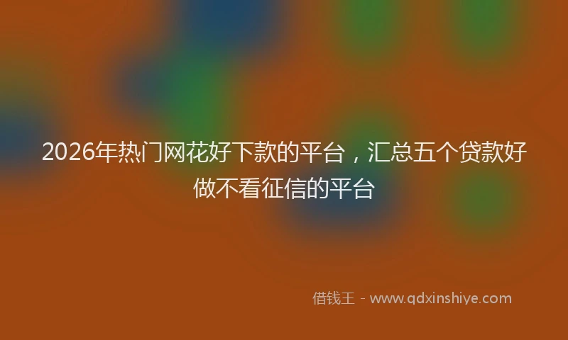 2026年热门网花好下款的平台，汇总五个贷款好做不看征信的平台