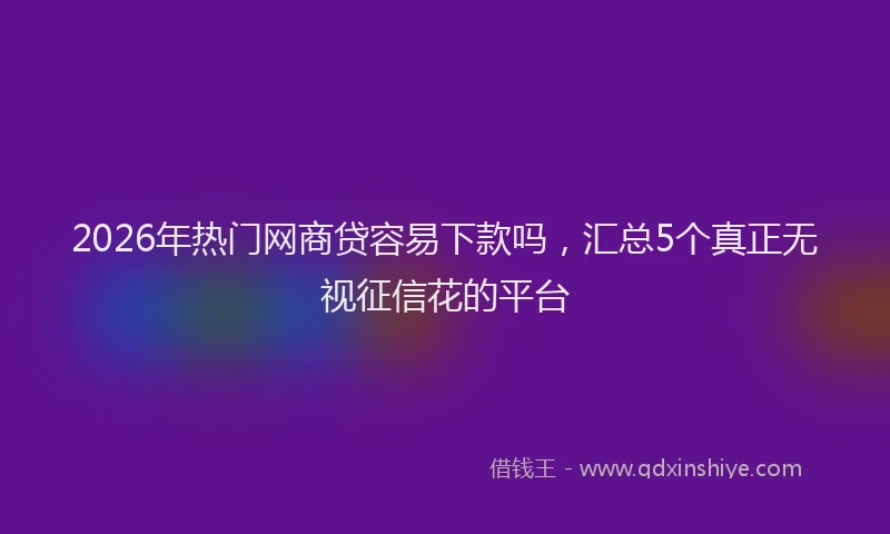 2026年热门网商贷容易下款吗，汇总5个真正无视征信花的平台