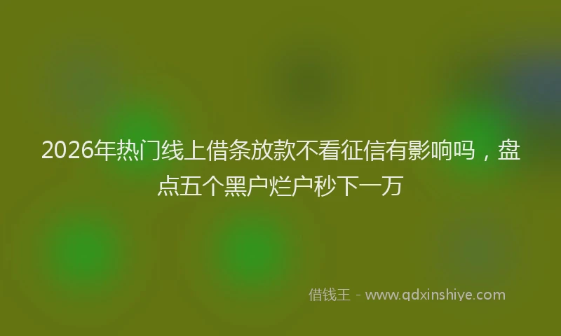 2026年热门线上借条放款不看征信有影响吗，盘点五个黑户烂户秒下一万