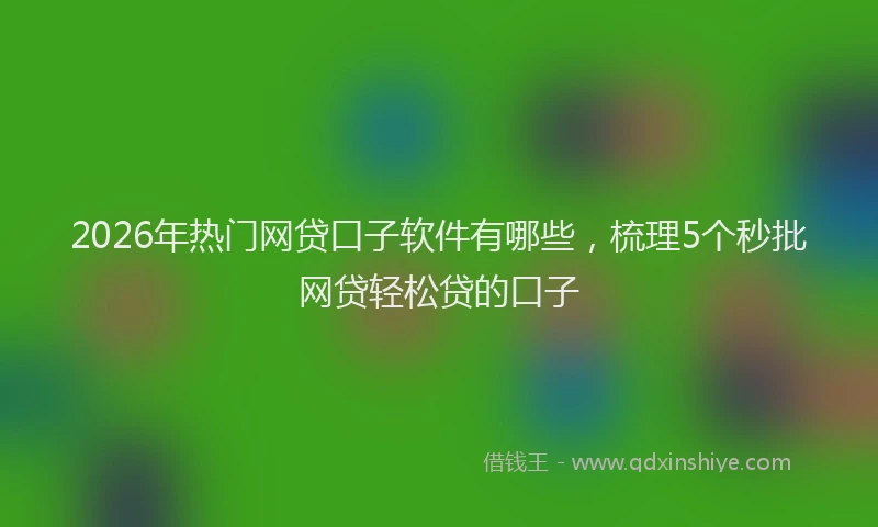 2026年热门网贷口子软件有哪些，梳理5个秒批网贷轻松贷的口子