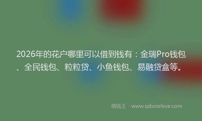 2026年的花户哪里可以借到钱有：金瑞Pro钱包、全民钱包、粒粒贷、小鱼钱包、易融贷盒等。
