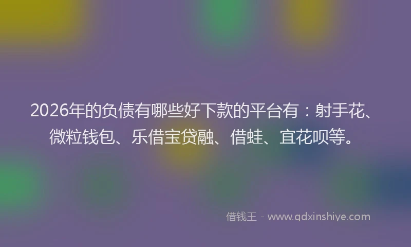 2026年的负债有哪些好下款的平台有：射手花、微粒钱包、乐借宝贷融、借蛙、宜花呗等。