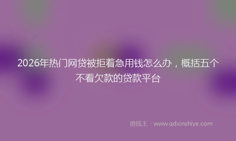 2026年热门网贷被拒着急用钱怎么办，概括五个不看欠款的贷款平台