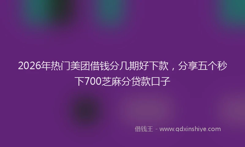 2026年热门美团借钱分几期好下款，分享五个秒下700芝麻分贷款口子