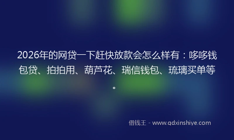 2026年的网贷一下赶快放款会怎么样有：哆哆钱包贷、拍拍用、葫芦花、瑞信钱包、琉璃买单等。