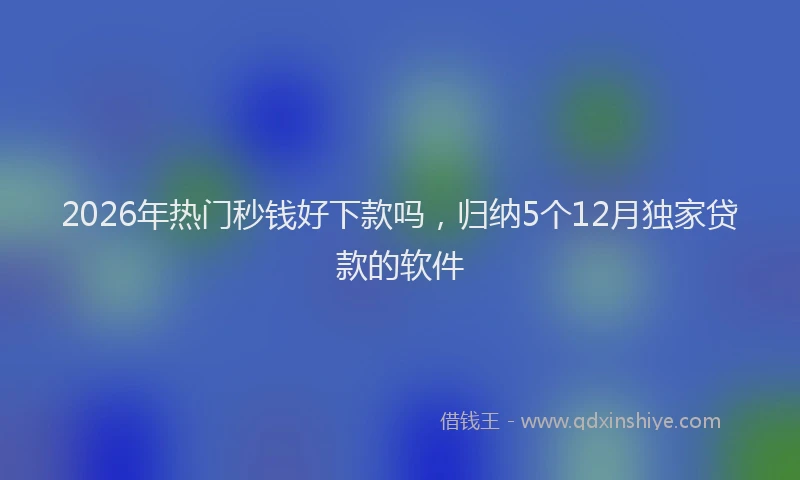 2026年热门秒钱好下款吗，归纳5个12月独家贷款的软件