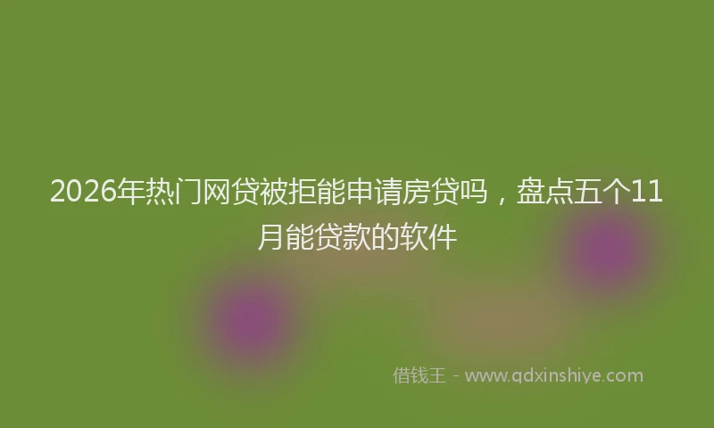 2026年热门网贷被拒能申请房贷吗，盘点五个11月能贷款的软件