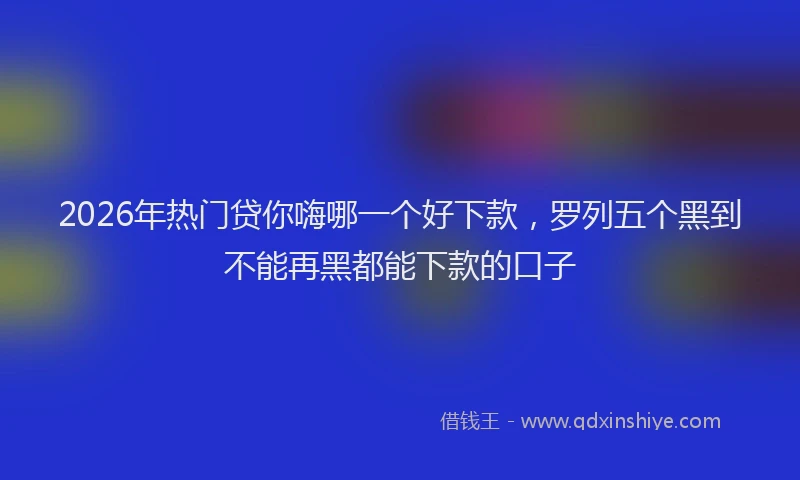 2026年热门贷你嗨哪一个好下款，罗列五个黑到不能再黑都能下款的口子