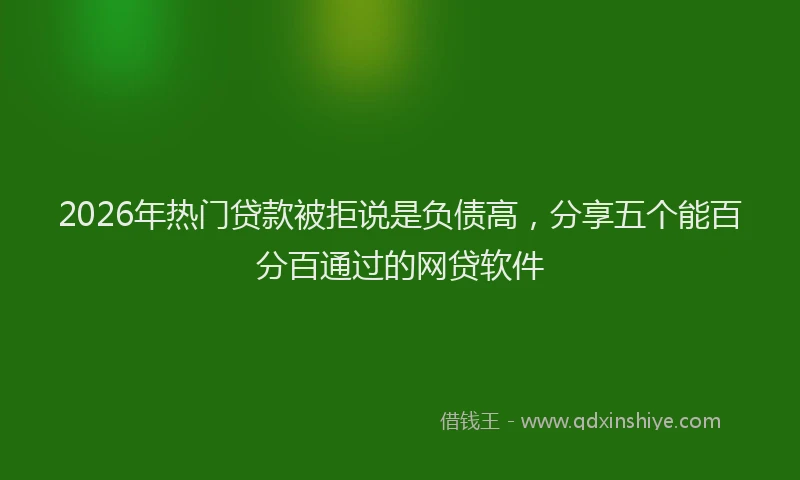 2026年热门贷款被拒说是负债高，分享五个能百分百通过的网贷软件
