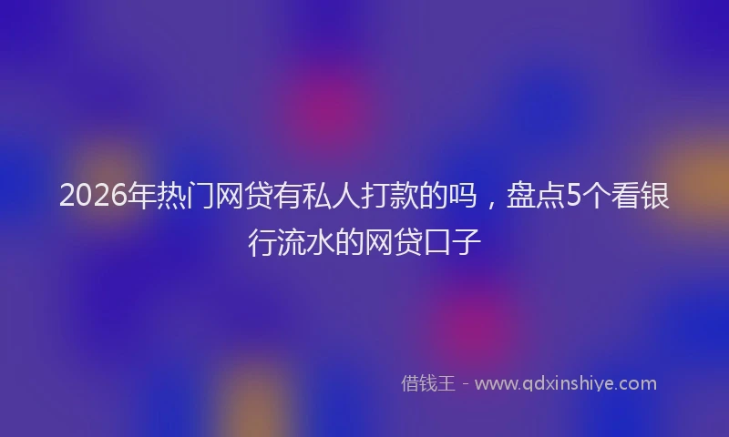 2026年热门网贷有私人打款的吗，盘点5个看银行流水的网贷口子