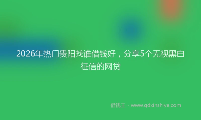 2026年热门贵阳找谁借钱好，分享5个无视黑白征信的网贷