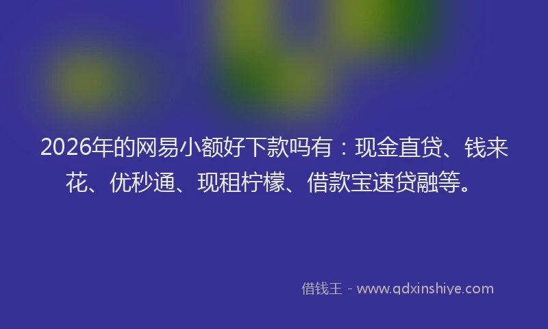 2026年的网易小额好下款吗有：现金直贷、钱来花、优秒通、现租柠檬、借款宝速贷融等。