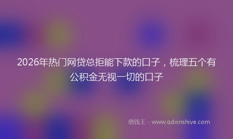 2026年热门网贷总拒能下款的口子，梳理五个有公积金无视一切的口子