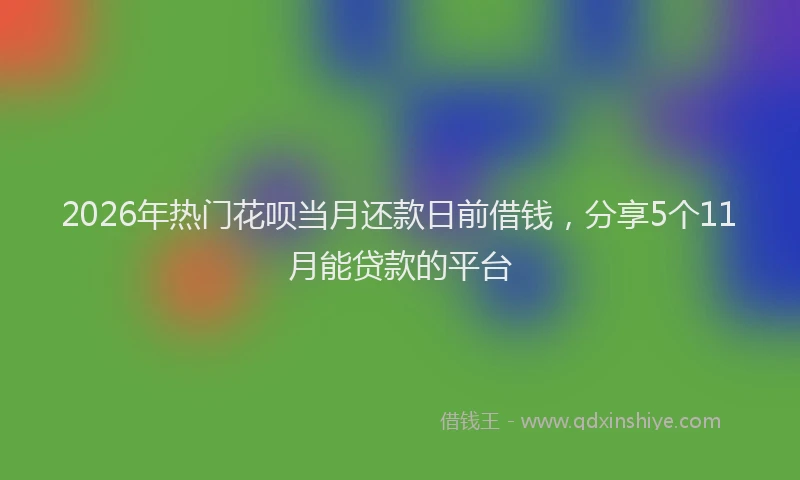 2026年热门花呗当月还款日前借钱，分享5个11月能贷款的平台