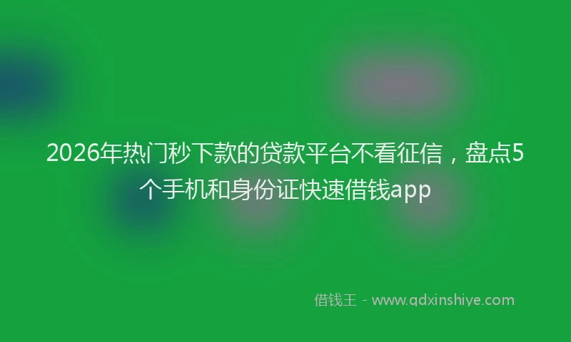 2026年热门秒下款的贷款平台不看征信，盘点5个手机和身份证快速借钱app