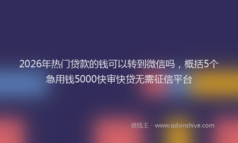 2026年热门贷款的钱可以转到微信吗，概括5个急用钱5000快审快贷无需征信平台