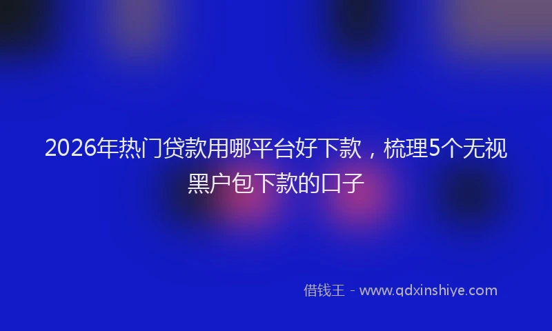 2026年热门贷款用哪平台好下款，梳理5个无视黑户包下款的口子