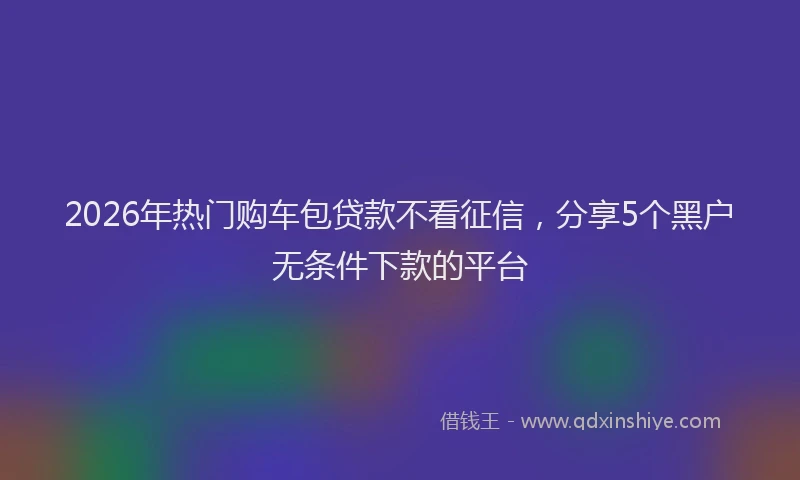2026年热门购车包贷款不看征信，分享5个黑户无条件下款的平台
