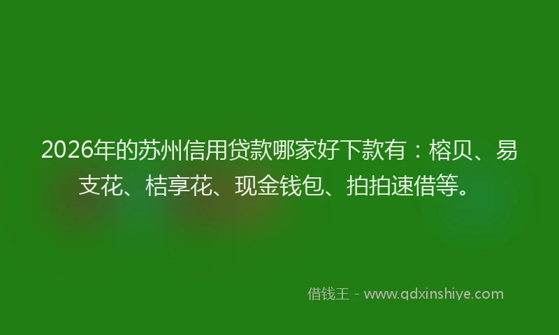 2026年的苏州信用贷款哪家好下款有：榕贝、易支花、桔享花、现金钱包、拍拍速借等。